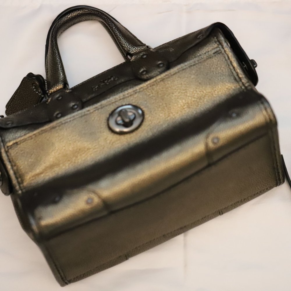 COACH METALLIC  LEATHER RHYDER 24 SATCHEL HANDBAG CROSSBODY DETACHABLE STRAP EUC - Picture 9 of 16